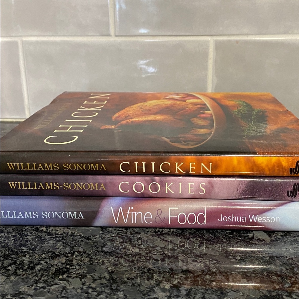 Williams Sonoma Cookbook Trio - Purple, Gold, Blue - 3 Cookbooks